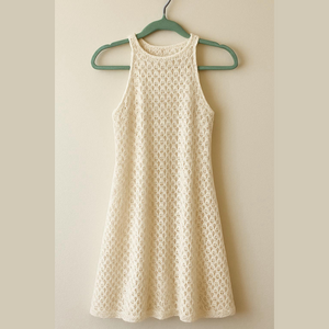 Elegant White crochet Vintage Dress from Roxberi size M